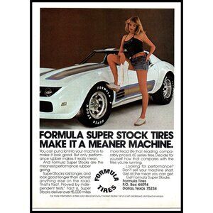 1976 Chevy Corvette Formula Tires Vintage Print Ad Blonde Jean Shorts Wall Art